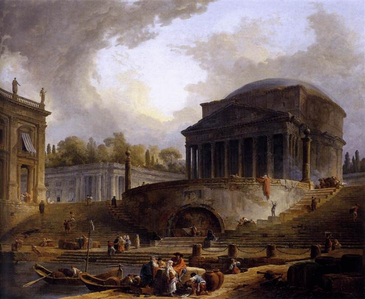 Vue du Port de Ripetta, à Rome, 1766 - Hubert Robert