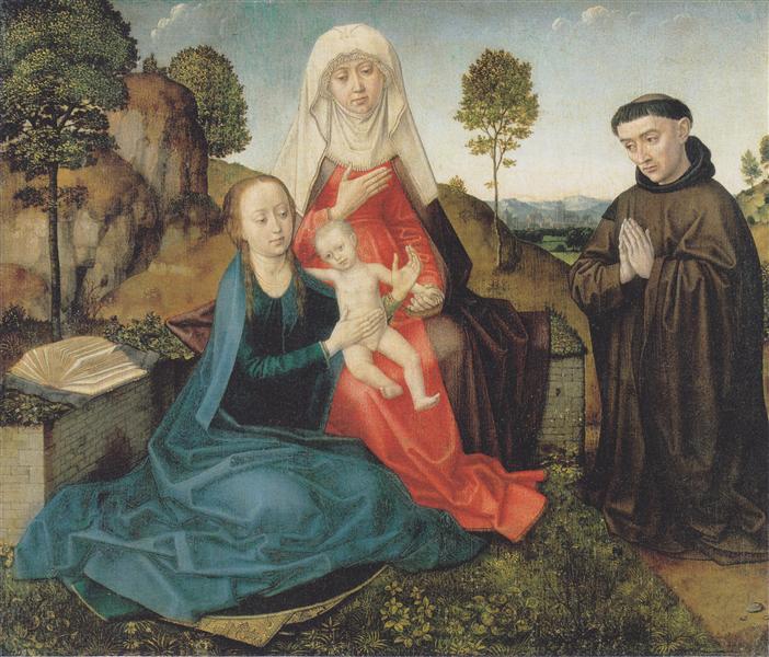 Virgin and Child With St. Anne and a Franciscan donor, c.1475 - Гуго ван дер Гус