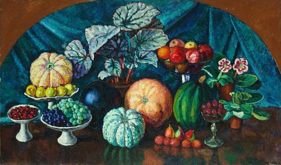Still life with melons and pumpkins, 1915 - 1916 - Ilja Iwanowitsch Maschkow