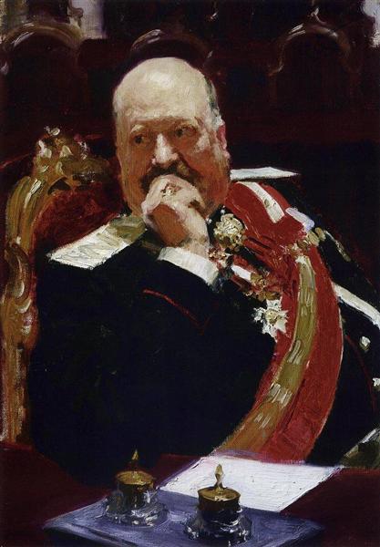Portrait of  Vice Minister of the Interior, cavalry general and member of State Council, Count Aleksey Pavlovich Ignatiev (Study), 1902 - Ilya Repin