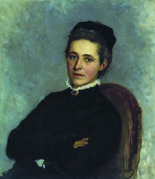 Portrait of of Julia Bogdanovna Repman, born Krause, wife of Dr. A.H. Repman, 1881 - 列賓
