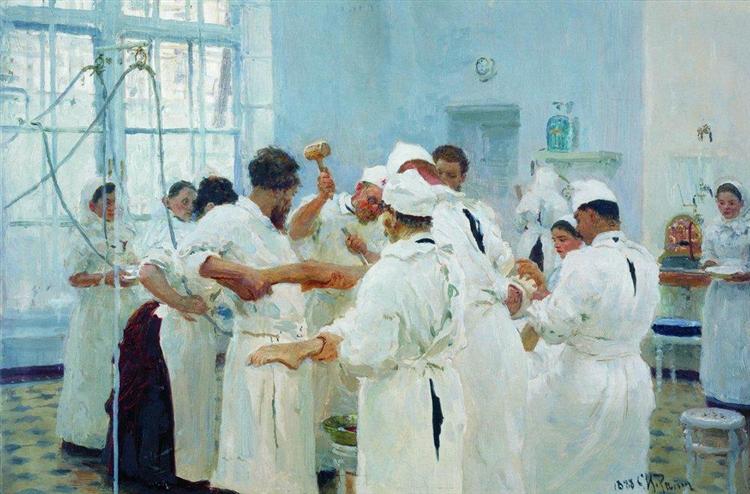 The Surgeon E. Pavlov in the Operating Theater, 1888 - 列賓