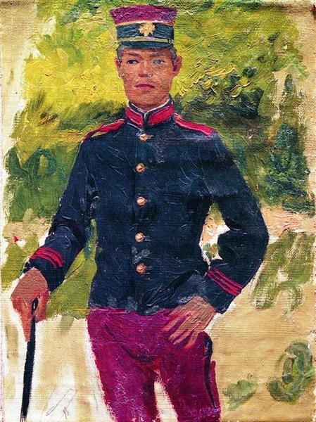 The young soldier. Parisian style - Ilya Yefimovich Repin