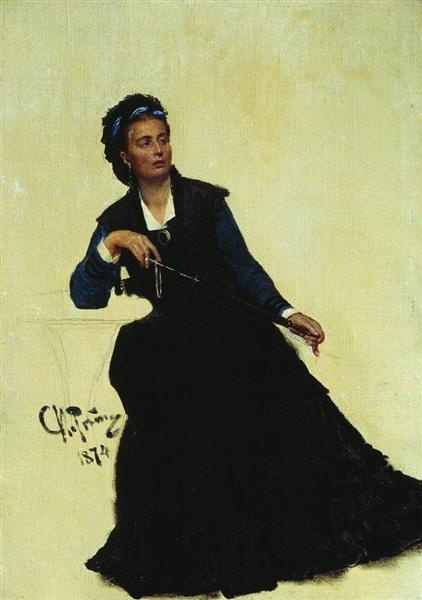 Woman playing with Umbrella, 1874 - Ілля Рєпін
