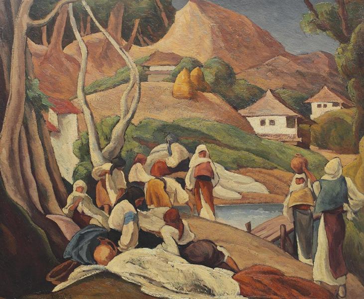 Composition with Peasant Women at Intersection - Ion Theodorescu-Sion