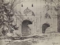 Въездные ворота Саввинского монастыря близ Звенигорода - Исаак Левитан