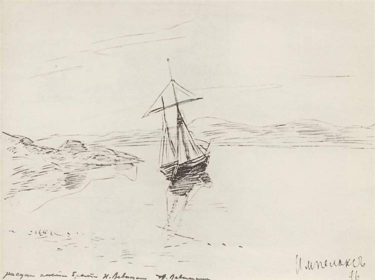 Schooner in bay, 1896 - 艾萨克·伊里奇·列维坦