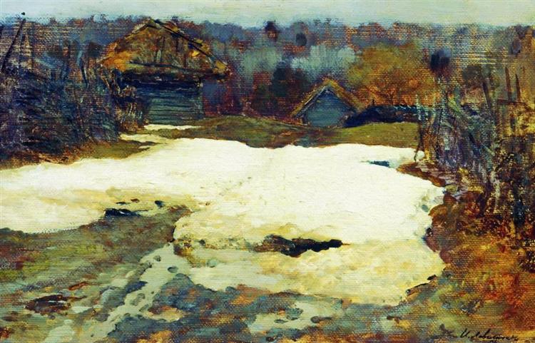 The Last Snow. Village Savvinskaya., 1884 - Isaac Levitan