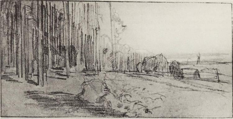 Деревня у опушки леса, c.1885 - Исаак Левитан