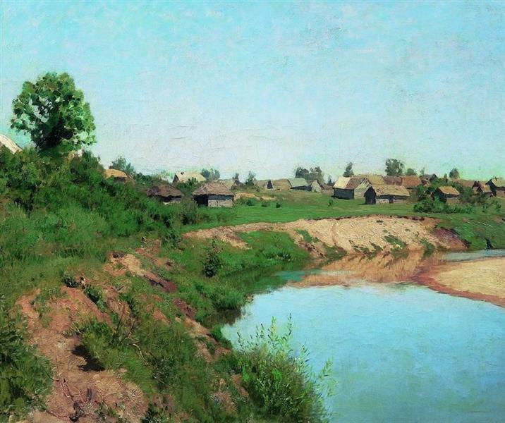 Village at the riverbank, 1883 - Isaak Iljitsch Lewitan