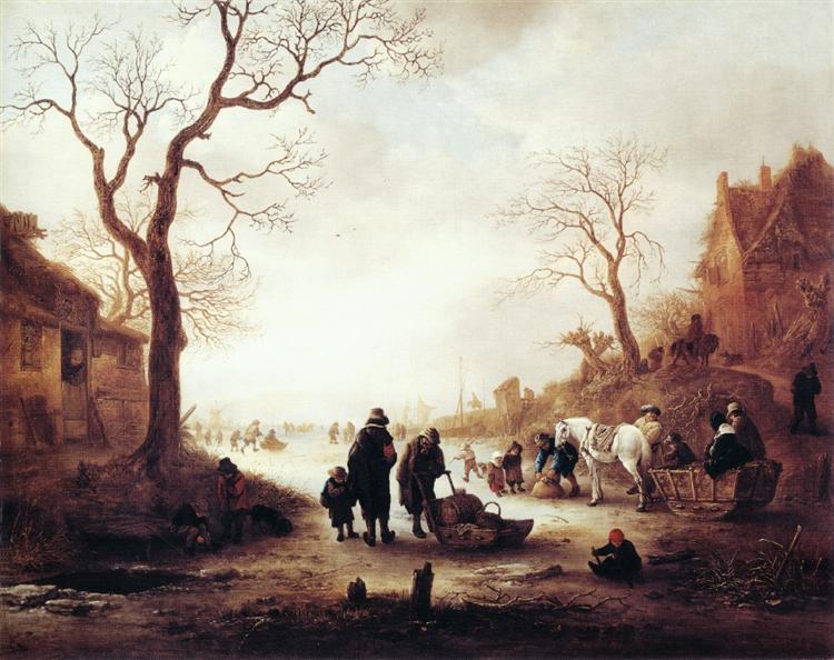 Um Canal no Inverno, c.1645 - Isaac van Ostade