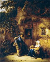 Traveller at a Cottage Door - Isaac van Ostade