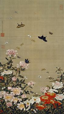 Peonies and Butterflies - Ito Jakuchu