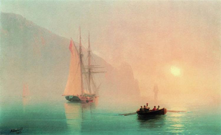 Ayu-Dag on a foggy day, 1853 - 伊凡·艾瓦佐夫斯基