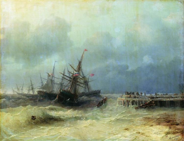 Fleeing from the storm, 1872 - Iván Aivazovski