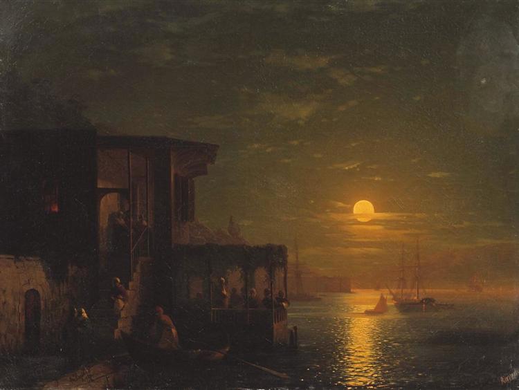 Lunar night at the sea, 1875 - Iwan Konstantinowitsch Aiwasowski