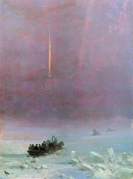 St. Petersburg. The ferry across the river, 1870 - Ivan Aivazovsky