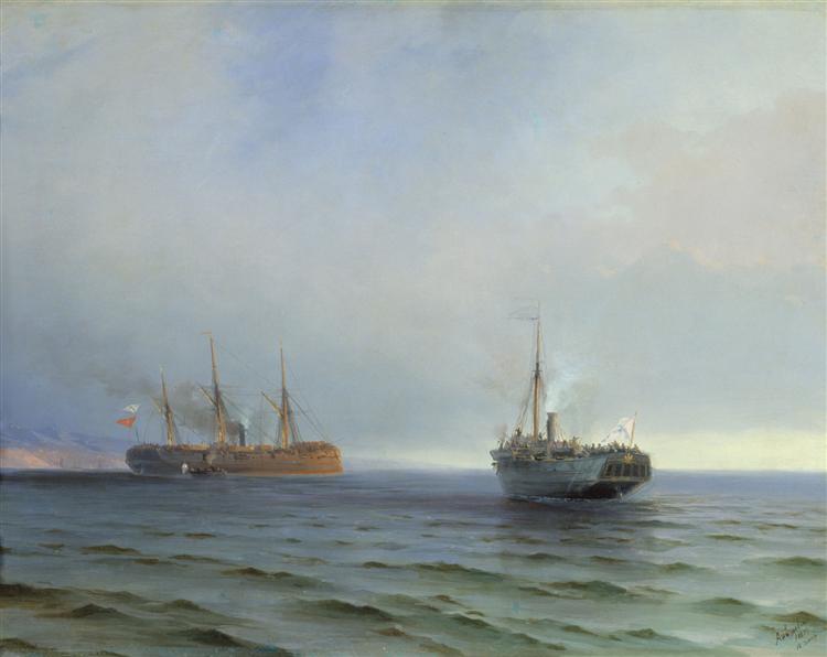 Захват пароходом Россия турецкого военного транспорта Мессина на Чёрном море 13 декабря 1877 года, 1877 - Иван Айвазовский