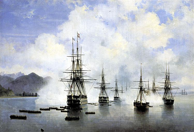 The Landing at Subashi, 1839 - Iwan Konstantinowitsch Aiwasowski