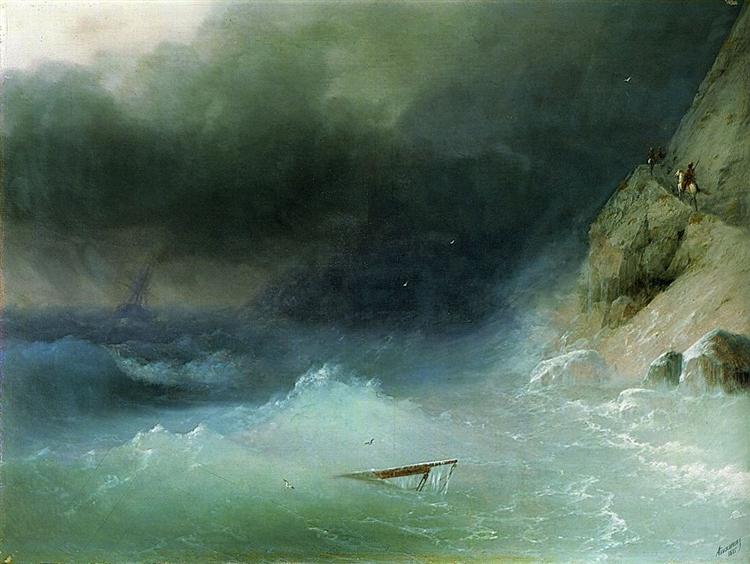 The Tempest near rocks, 1875 - Iwan Konstantinowitsch Aiwasowski