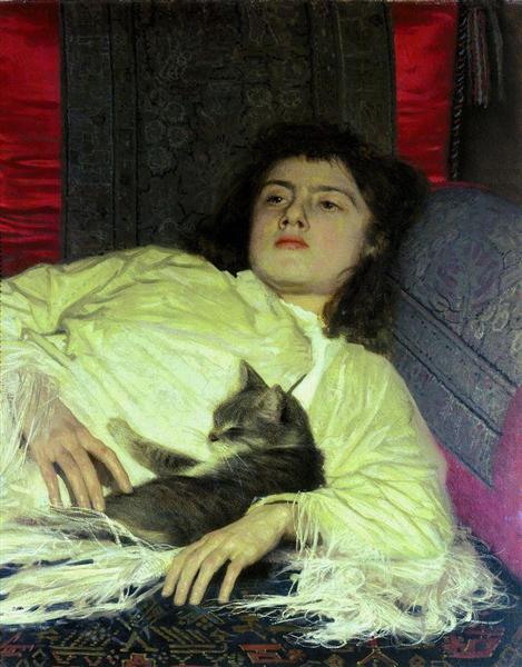 Девушка с кошкой, 1882 - Иван Крамской