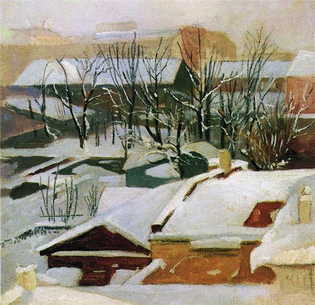 City roofs in winter - Ivan Shishkin