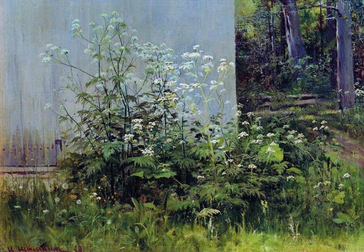 Flowers at the fence - Ivan Shishkin