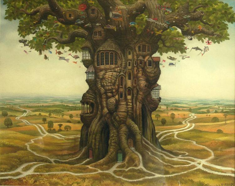 Enhabited oak - Jacek Yerka