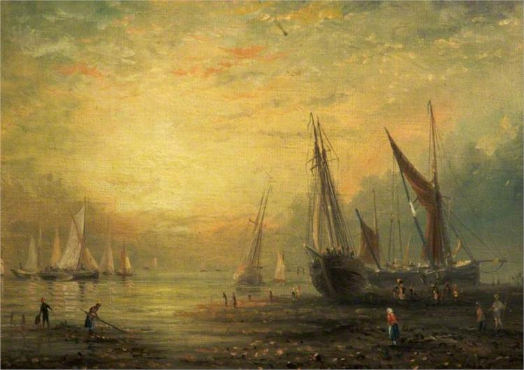 A Seascape with Yachts at Sunset - James Webb