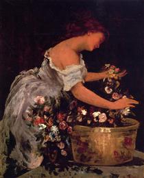 Young Girl Arranging Flowers - Жан Жорж Віберт