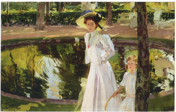 Marian in the gardens, la Granja, 1907 - Хоакин Соролья