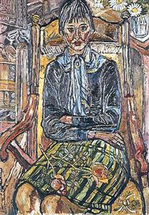 Girl with a Rose in Her Lap - John Bratby