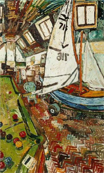 Sailboat in the Artist's Studio - John Bratby