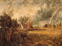 Cottage, Rainbow, Mill - John Constable
