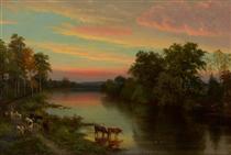 Sunset with Cows - John Frederick Kensett