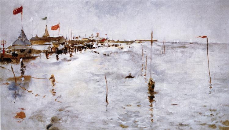 Coney Island From Brighton Pier, c.1879 - c.1880 - John Henry Twachtman