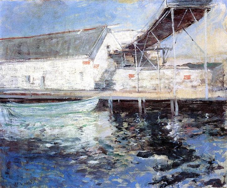 Fish Sheds, Gloucester, Massachusetts, 1900 - 1902 - Джон Генри Твахтман (Tуоктмен)
