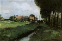 Landscape With Houses and Stream - John Henry Twachtman