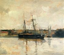 Sailing Boats, Dieppe Harbor - Джон Генри Твахтман (Tуоктмен)
