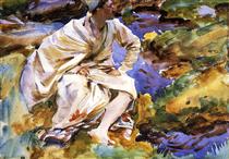 A Man Seated by a Stream - John Singer Sargent