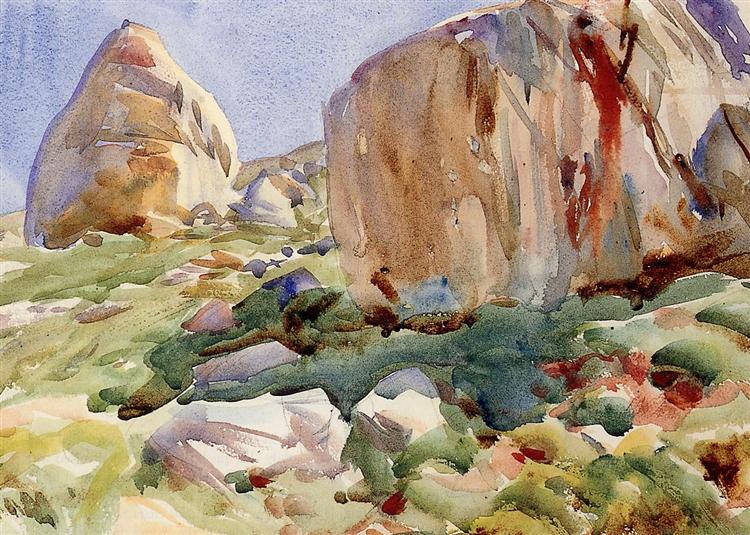 The Simplon. Large Rocks - John Singer Sargent