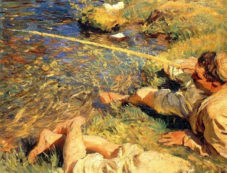Val d'Aosta. Man Fishing, c.1907 - John Singer Sargent
