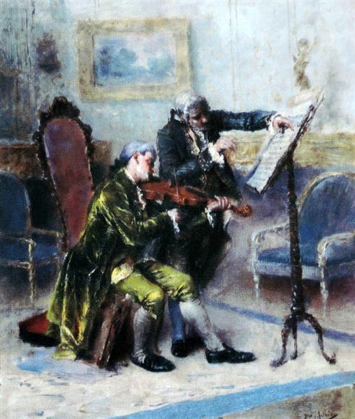 Um compasso difícil (Lição de violino), 1895 - Jose Malhoa