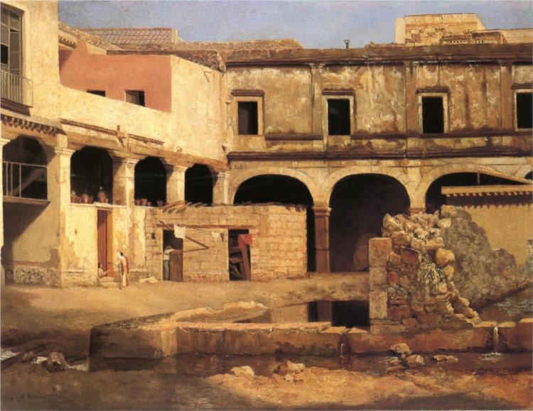 Patio del ex convento de San Augustin, 1860 - José María Velasco Gómez