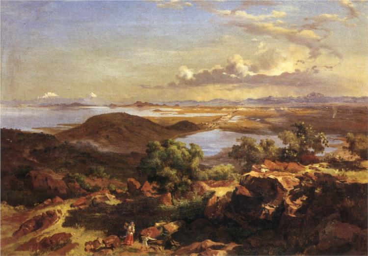 Valle de México desde el cerro de Santa Isabel, 1875 - Хосе Мария Веласко