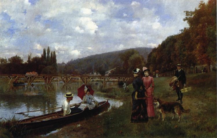 The Seine at Bougival, 1885 - Юліус Леблан Стюарт