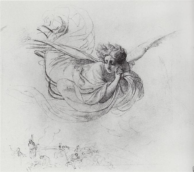 Летящий ангел, оплакивающий жертвы инквизиции, 1849 - 1850 - Карл Брюллов