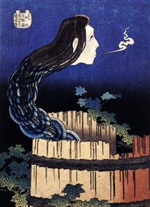 A woman ghost appeared from a well - Katsushika Hokusai