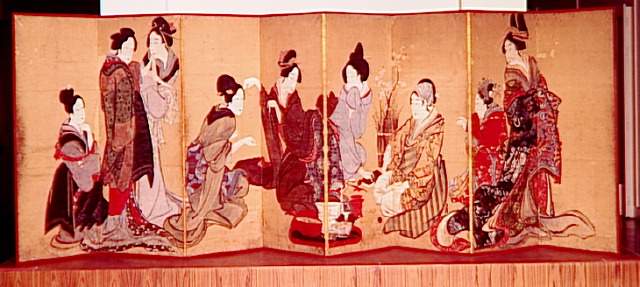 Nine women playing the game of fox - Katsushika Hokusai