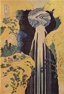 A cachoeira de Amida atrás da estrada de Kiso - Katsushika Hokusai